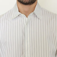 White Black Striped Regular Fit Casual Shirt