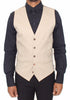 Beige Cotton Dress Vest Blazer Jacket