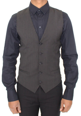 Gray Wool Stretch Dress Vest Blazer