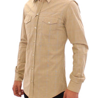 Beige Checkered SICILIA Fit Logo Casual Shirt