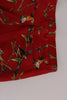 Red Silk Bird Print Dress Pants