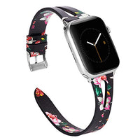 Genuine Leather Floral Apple Watch Band 38mm 40mm Series 5 4 3 2 1