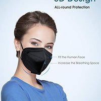 KN95 Face Mask - 50 Pack on FDA EUA List, Black,  5-Layer, Breathable