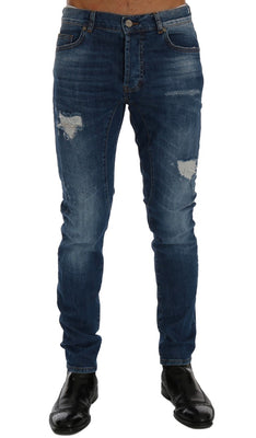 Blue Wash Torn Dundee Slim Fit Jeans