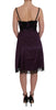 Purple Silk Stretch Black Lace Dress