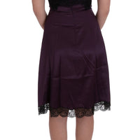 Purple Silk Stretch Black Lace Dress