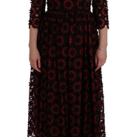 Red Floral Ricamo A-Line Shift Dress