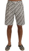 White Black Striped Casual Shorts