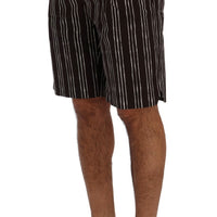 Bordeaux White Striped Hemp Casual Shorts