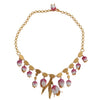 Gold Brass White Tulip Crystal Charms Necklace