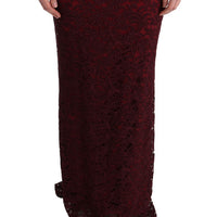 Bordeaux Floral Ricamo Sheath Long Dress