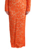 Orange Floral Ricamo Sheath Long Dress