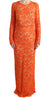 Orange Floral Ricamo Sheath Long Dress