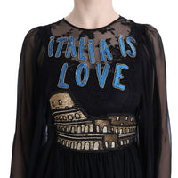 Black Silk ITALIA IS LOVE Sequined Dress