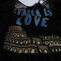 Black Silk ITALIA IS LOVE Sequined Dress