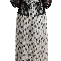 Black White Polka Dotted Floral Dress