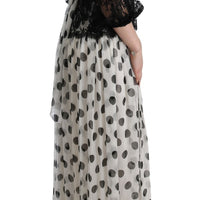 Black White Polka Dotted Floral Dress