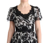 Black White Floral Lace Shift Dress