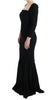 Black Stretch Crystal Sheath Long Dress