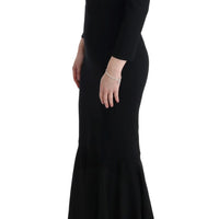 Black Stretch Crystal Sheath Long Dress