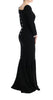 Black Stretch Crystal Sheath Long Dress