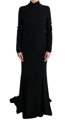 Black Stretch Long Gown Sheath Dress