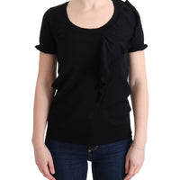 Black 100% Lana Wool Top Blouse T-shirt