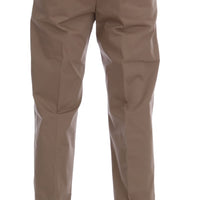 Beige Cotton Stretch Chinos Pants