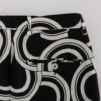 Black White Pattern 100% Linen Pants