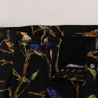 Black Bird Tree Print Silk Pants