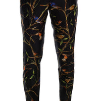 Black Bird Tree Print Silk Pants