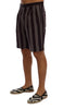 Gray Purple Striped Cotton Shorts