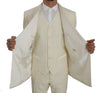 Cream White Wool Silk Slim Fit 3 Piece Suit