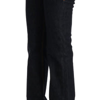 Dark Blue Cotton Bootcut Flared Jeans