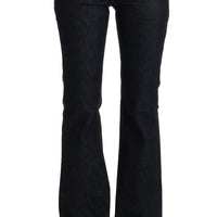 Dark Blue Cotton Bootcut Flared Jeans