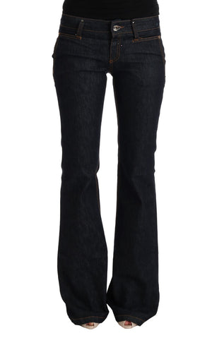 Dark Blue Cotton Bootcut Flared Jeans