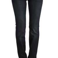 Gray Cotton Slim Flared Jeans
