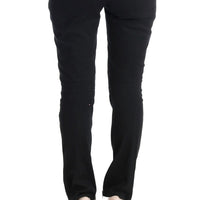 Black Cotton Slim Fit Casual Pants