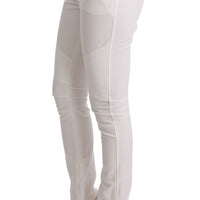 White Cotton Slim Fit Casual Pants