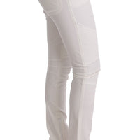 White Cotton Slim Fit Casual Pants