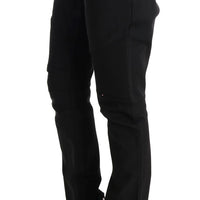 Black Cotton Slim Fit Casual Pants