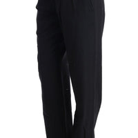 Black Cotton Straight Leg Formal Pants