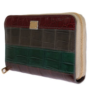 Multicolor Leather Crocodile Skin Continental Wallet