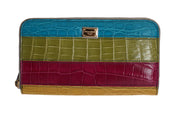 Multicolor Alligator Caiman Leather Continental Wallet