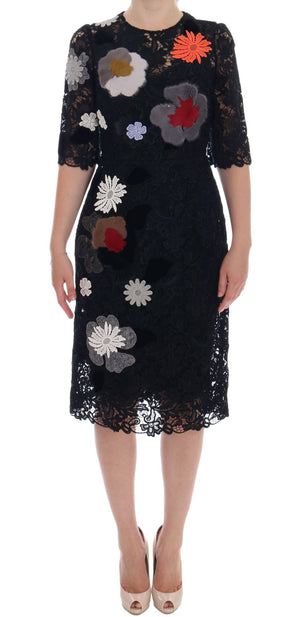 Black Floral Lace Floral Sicily Dress