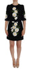 Black Chamomile Print Wool Stretch Dress