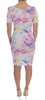 White Printed Pencil Sheath Dress