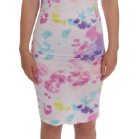 White Printed Pencil Sheath Dress