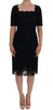 Black Floral Ricamo Sheath Dress