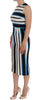 Blue White Striped Silk Stretch Sheath Dress